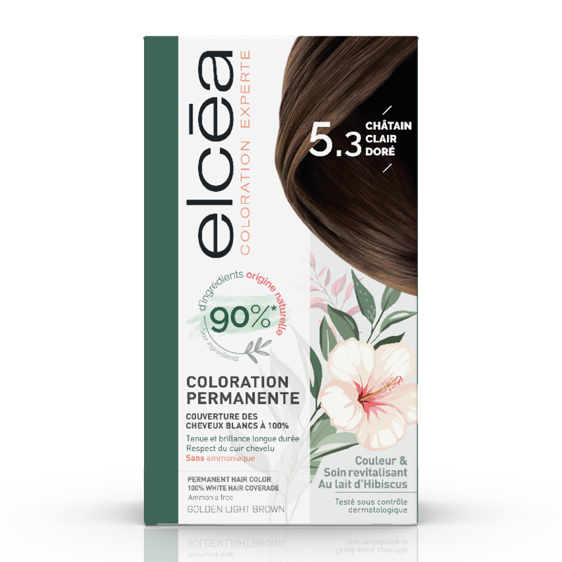 Elcea-Coloration-Permanente-Chatain-Clair-dore-N°5.3.png ELCEA 5.3 CHATAIN C.DORE – Image 1